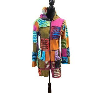 One of a Kind Distressed Lightweight Hooded Jacket from Nepal